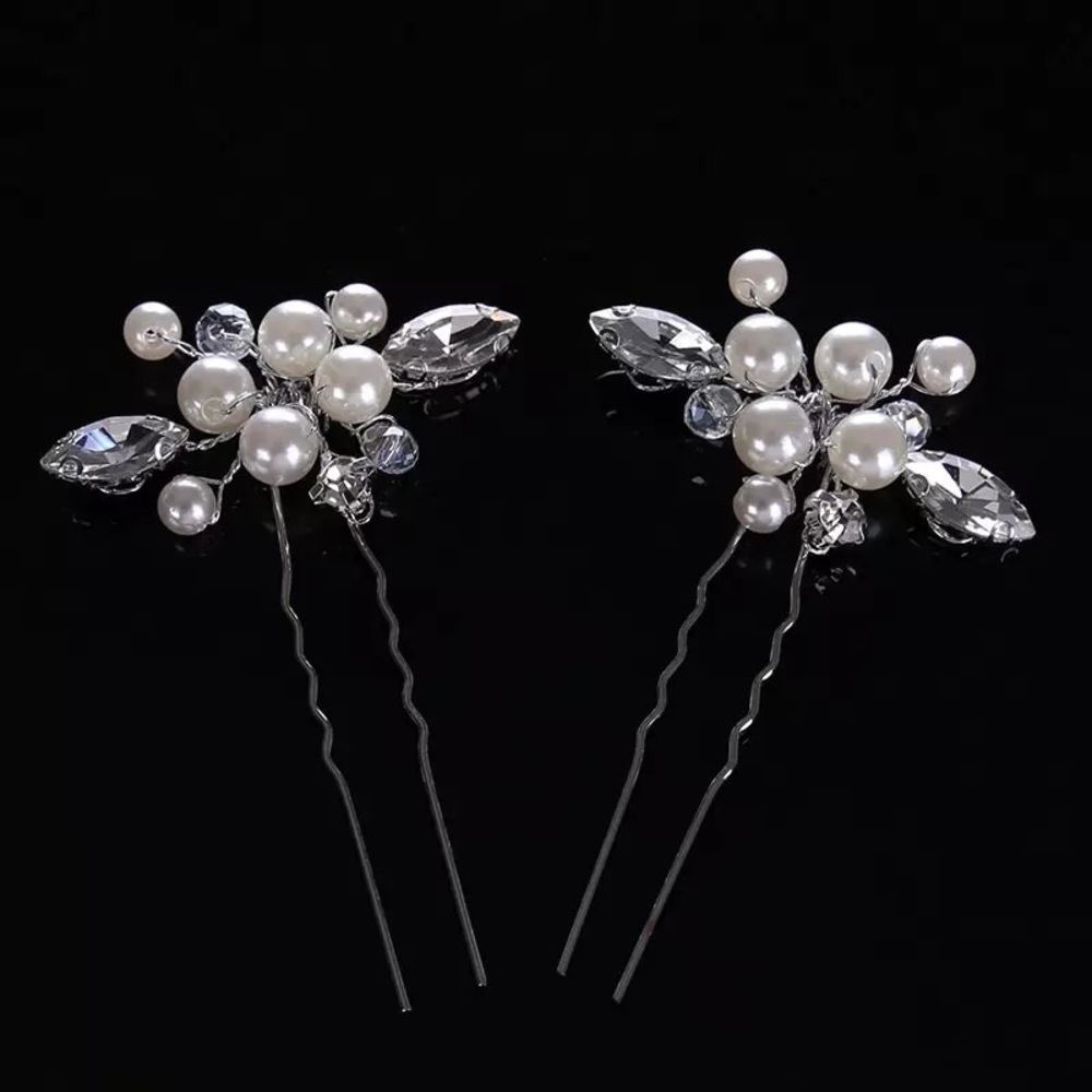Pearl and Crystal Hairpins